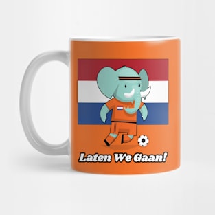 ⚽ Netherlands Football, Cute Elephant Kicks Ball, Laten We Gaan! Mug